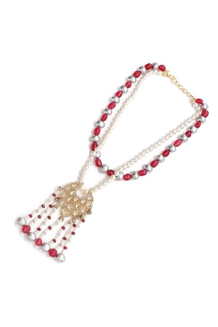 Buy_Xago_Pink Le Neoma Maharani Layered Necklace _Online_at_Aza_Fashions