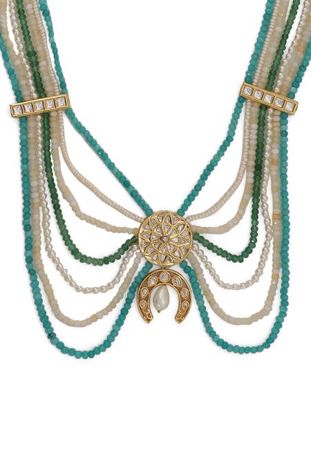 Xago Multi Color Le Thalia Onyx And Kundan Layered Necklace Online at Aza Fashions Xago_Multi Color Le Thalia Onyx And Kundan Layered Necklace _Online_at_Aza_Fashions