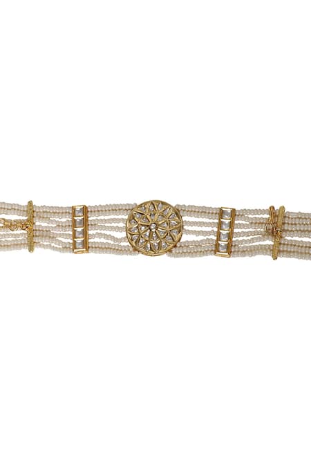 Buy_Xago_White Pearls Le Elara Kundan And Phool Bracelet _Online_at_Aza_Fashions
