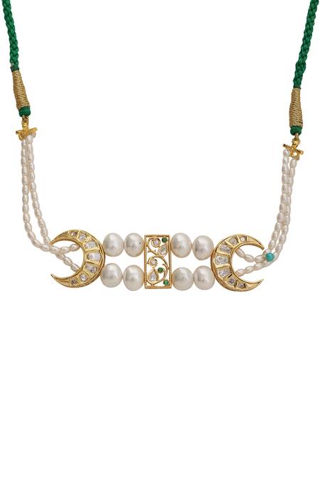 Xago_White Le Saira Chaand Choker _Online_at_Aza_Fashions
