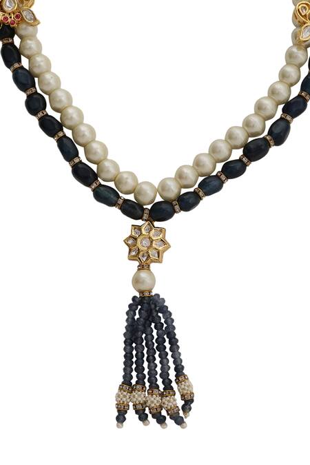 Xago_Blue Le Batel Sitara Pearl And Onyx Necklace _Online_at_Aza_Fashions
