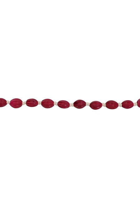Xago_Red Le Damon Bead Embellished Long Necklace _Online_at_Aza_Fashions