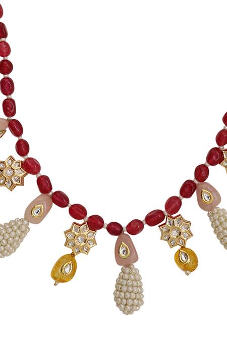 Xago_Multi Color Le Chryses Onyx And Kundan Embellished Necklace _Online_at_Aza_Fashions