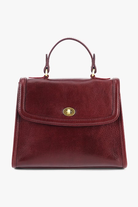 Tan & Loom_Maroon Plain Mini City Satchel Bag _at_Aza_Fashions