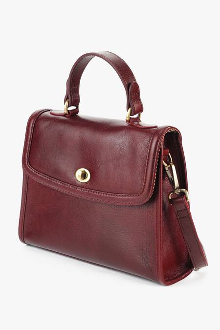Buy_Tan & Loom_Maroon Plain Mini City Satchel Bag 