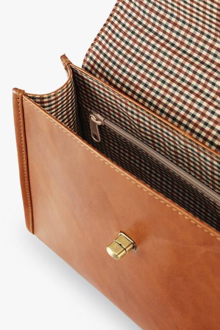 Tan & Loom Brown Plain Mini City Satchel Bag Online at Aza Fashions Tan & Loom_Brown Plain Mini City Satchel Bag _Online_at_Aza_Fashions