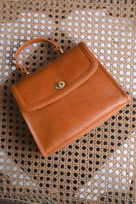 Shop Tan & Loom Brown Plain Mini City Satchel Bag Online at Aza Fashions Shop_Tan & Loom_Brown Plain Mini City Satchel Bag _Online_at_Aza_Fashions