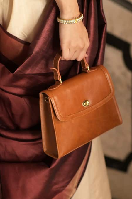 Buy Tan & Loom Brown Plain Mini City Satchel Bag Buy_Tan & Loom_Brown Plain Mini City Satchel Bag