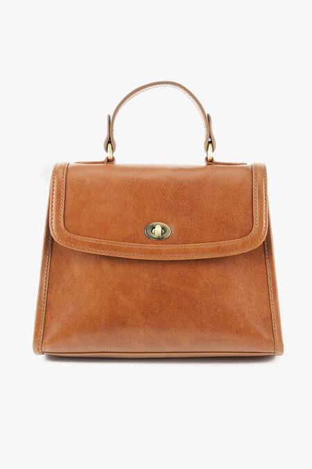 Shop Tan & Loom Brown Plain Mini City Satchel Bag Shop_Tan & Loom_Brown Plain Mini City Satchel Bag