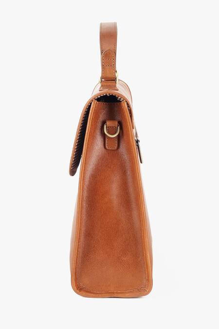 Tan & Loom_Brown Plain City Satchel Bag _at_Aza_Fashions