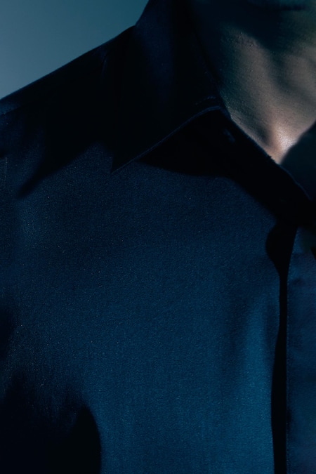 Rohit Bal_Black Sequins, Embroidery Rose Shirt _Online_at_Aza_Fashions