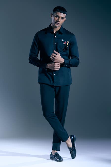 Rohit Bal Botanic Placed Embroidered Shirt 