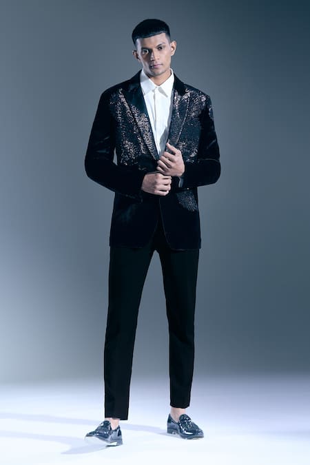 Rohit Bal Sequin Wing Embellished Tuxedo Blazer 