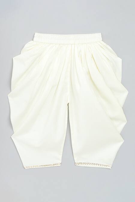 Buy_Byb Premium_Pink Cotton, Georgette Embroidery, Gota Floral Flared Kurta With Dhoti Pant _Online_at_Aza_Fashions