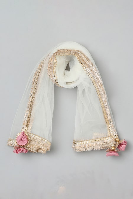 Buy_Byb Premium_Pink Cotton, Chiffon Pearls, Tassels Floral Embroidered Anarkali And Pyjama Set _Online_at_Aza_Fashions