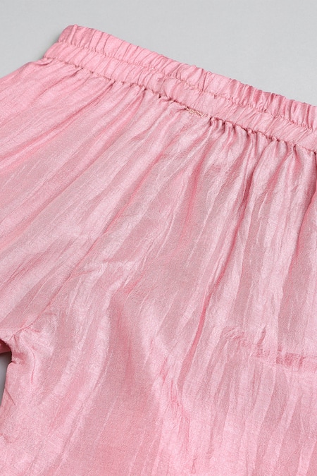 Buy_Byb Premium_Pink Cotton, Chiffon Pearls, Tassels Floral Embroidered Anarkali And Pyjama Set 