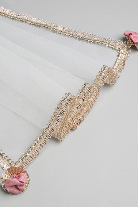 Shop_Byb Premium_Pink Cotton, Chiffon Pearls, Tassels Floral Embroidered Anarkali And Pyjama Set 