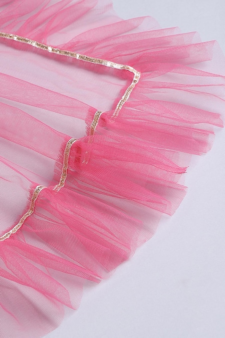 Shop Byb Premium Pink Silk, Tulle Beads, Stones, Tassels Embroidered Choli And Lehenga Set Online at Aza Fashions Shop_Byb Premium_Pink Silk, Tulle Beads, Stones, Tassels Embroidered Choli And Lehenga Set _Online_at_Aza_Fashions