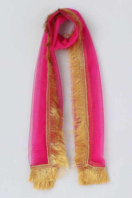 Byb Premium Yellow Chanderi, Tulle Tassels, Embroidered Halter Neck Choli And Lehenga Set at Aza Fashions Byb Premium_Yellow Chanderi, Tulle Tassels, Embroidered Halter Neck Choli And Lehenga Set _at_Aza_Fashions