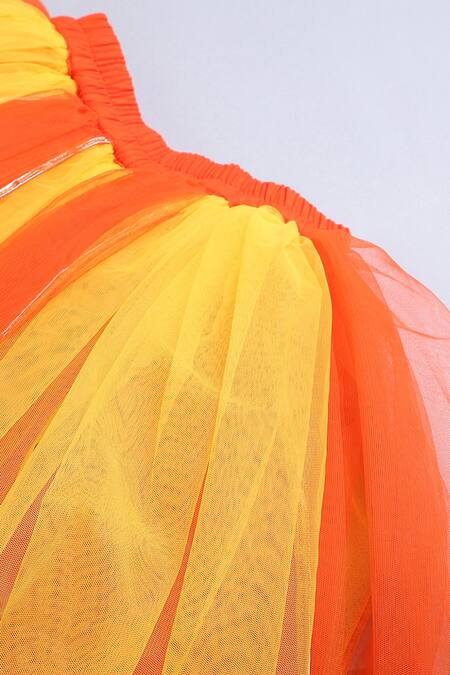 Shop Byb Premium Yellow Chanderi, Tulle Tassels, Embroidered Halter Neck Choli And Lehenga Set Shop_Byb Premium_Yellow Chanderi, Tulle Tassels, Embroidered Halter Neck Choli And Lehenga Set