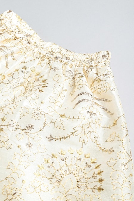 Buy_Byb Premium_Ivory Silk, Cotton Sequins, Embroidery Floral Crop Jacket And Culottes Set _Online_at_Aza_Fashions