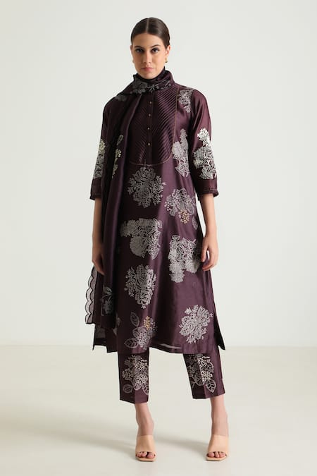 Arcvsh by Pallavi Singh Silk Chanderi Printed Kurta Set 