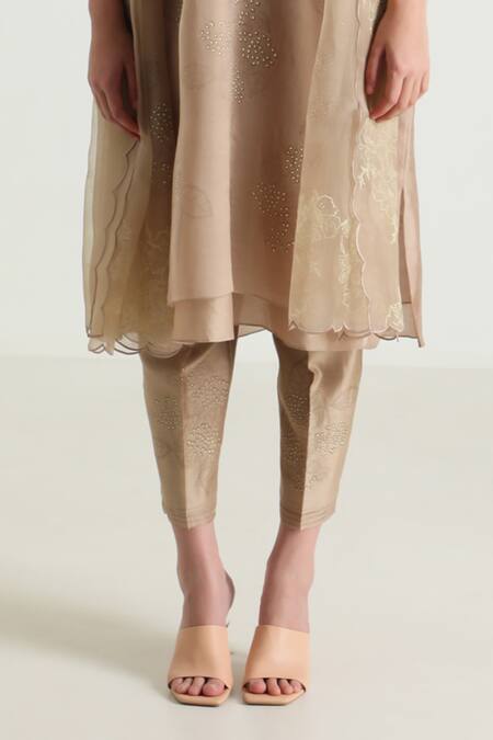 Buy Arcvsh By Pallavi Singh Beige Organza, Silk, Chanderi Embroidery Printed Layered Tunic And Pant Set Online at Aza Fashions Buy_Arcvsh By Pallavi Singh_Beige Organza, Silk, Chanderi Embroidery Printed Layered Tunic And Pant Set _Online_at_Aza_Fashions