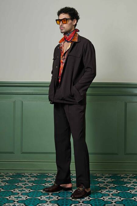 Buy Asuka Black Crepe Solid Jacket With Pant Online at Aza Fashions Buy_Asuka_Black Crepe Solid Jacket With Pant _Online_at_Aza_Fashions