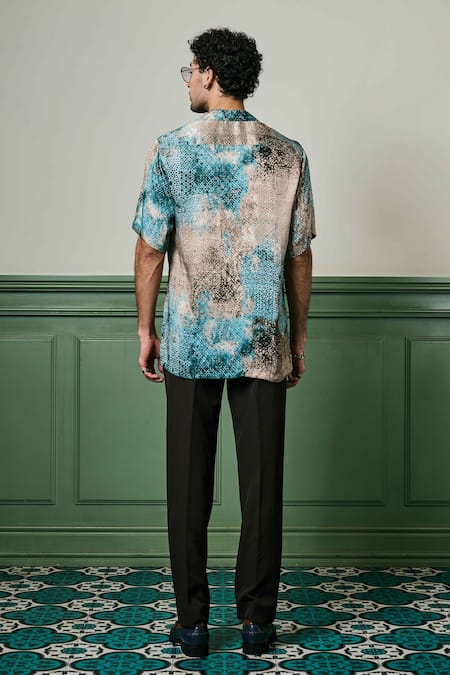 Shop Asuka Multi Color Silk Mirage Geometric Print Shirt at Aza Fashions Shop_Asuka_Multi Color Silk Mirage Geometric Print Shirt _at_Aza_Fashions