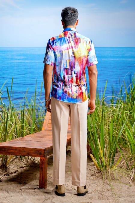 Shop Asuka Multi Color Habutai Silk Printed Twilight Sienna Shirt at Aza Fashions Shop_Asuka_Multi Color Habutai Silk Printed Twilight Sienna Shirt _at_Aza_Fashions