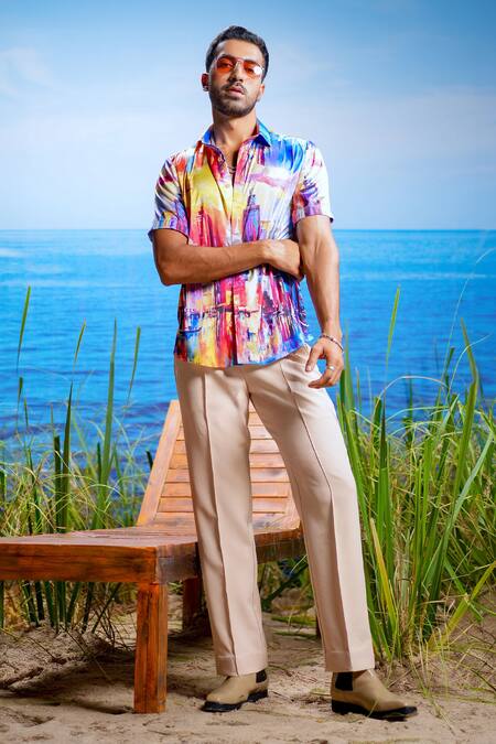 Buy Asuka Multi Color Habutai Silk Printed Twilight Sienna Shirt Online at Aza Fashions Buy_Asuka_Multi Color Habutai Silk Printed Twilight Sienna Shirt _Online_at_Aza_Fashions