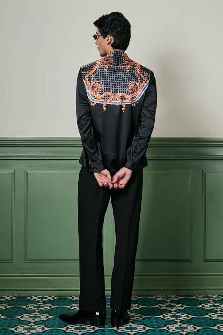 Shop Asuka Black Habutai Silk Printed Eternal Dynasty Shirt at Aza Fashions Shop_Asuka_Black Habutai Silk Printed Eternal Dynasty Shirt _at_Aza_Fashions