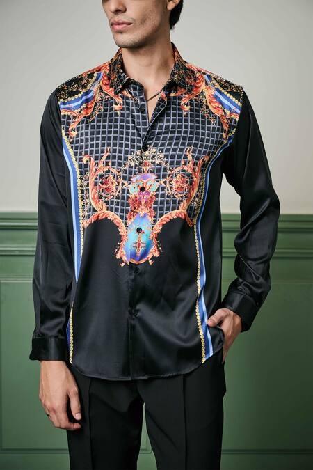 Buy Asuka Black Habutai Silk Printed Eternal Dynasty Shirt Online at Aza Fashions Buy_Asuka_Black Habutai Silk Printed Eternal Dynasty Shirt _Online_at_Aza_Fashions