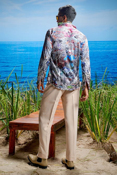 Shop Asuka Multi Color Habutai Silk Printed Scenic Verona Symphony Shirt at Aza Fashions Shop_Asuka_Multi Color Habutai Silk Printed Scenic Verona Symphony Shirt _at_Aza_Fashions