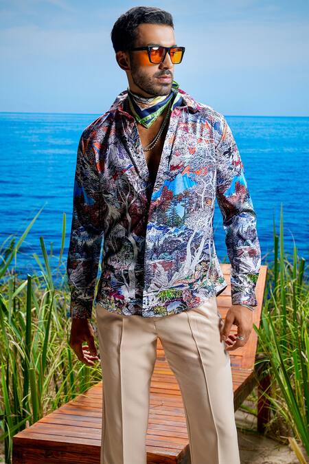 Buy Asuka Multi Color Habutai Silk Printed Scenic Verona Symphony Shirt Online at Aza Fashions Buy_Asuka_Multi Color Habutai Silk Printed Scenic Verona Symphony Shirt _Online_at_Aza_Fashions