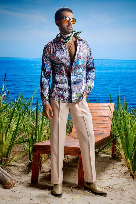 Shop Asuka Multi Color Habutai Silk Printed Scenic Verona Symphony Shirt Online at Aza Fashions Shop_Asuka_Multi Color Habutai Silk Printed Scenic Verona Symphony Shirt _Online_at_Aza_Fashions