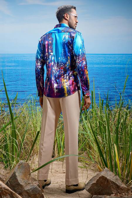 Shop Asuka Multi Color Habutai Silk Printed Geometric Vienna Prism Shirt at Aza Fashions Shop_Asuka_Multi Color Habutai Silk Printed Geometric Vienna Prism Shirt _at_Aza_Fashions