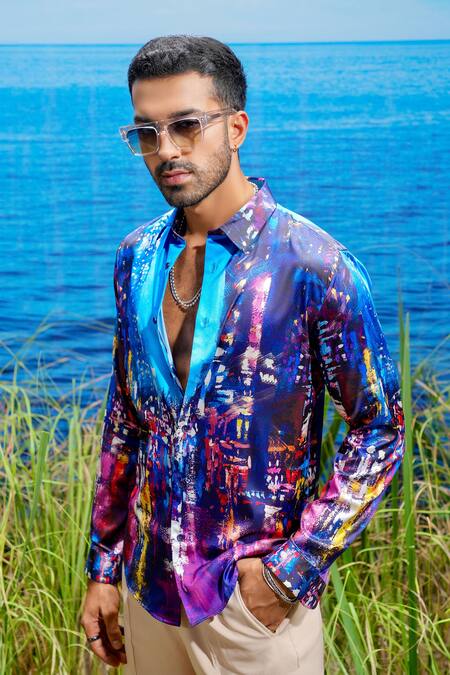 Buy Asuka Multi Color Habutai Silk Printed Geometric Vienna Prism Shirt Online at Aza Fashions Buy_Asuka_Multi Color Habutai Silk Printed Geometric Vienna Prism Shirt _Online_at_Aza_Fashions