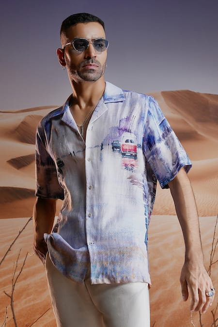 Buy Asuka White Linen Mayfair Moments Print Shirt Online at Aza Fashions Buy_Asuka_White Linen Mayfair Moments Print Shirt _Online_at_Aza_Fashions