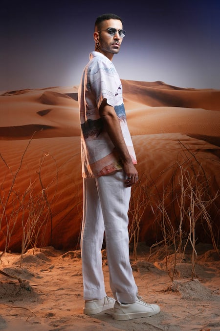 Buy_Asuka_Multi Color Linen Savanah Mirage Print Shirt _Online_at_Aza_Fashions