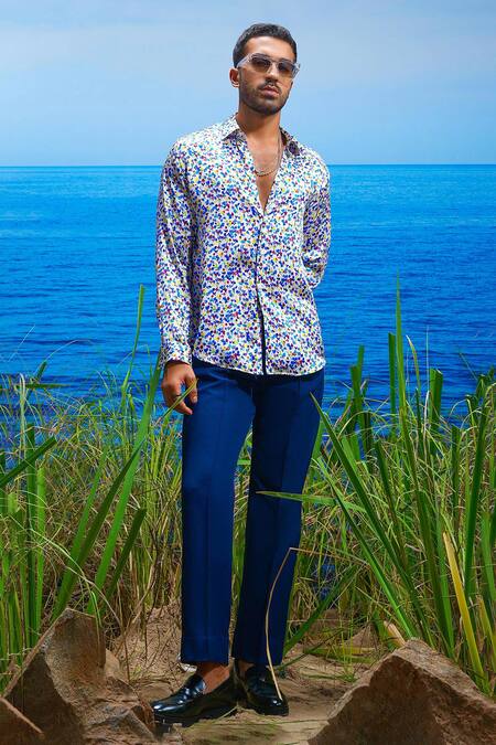 Asuka_White Liberty Habutai Silk Print Seraphic Blossom Shirt _Online_at_Aza_Fashions