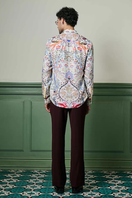 Shop_Asuka_White Habutai Silk Print Arcadian Dreams Shirt _at_Aza_Fashions