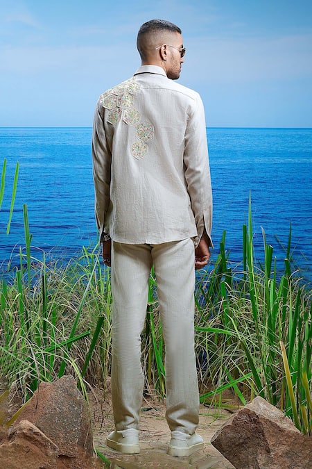 Asuka Sahara Petal Embroidered Linen Shirt 