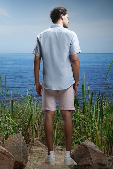 Asuka Oceanic Calm Cuban Embroidered Linen Shirt 