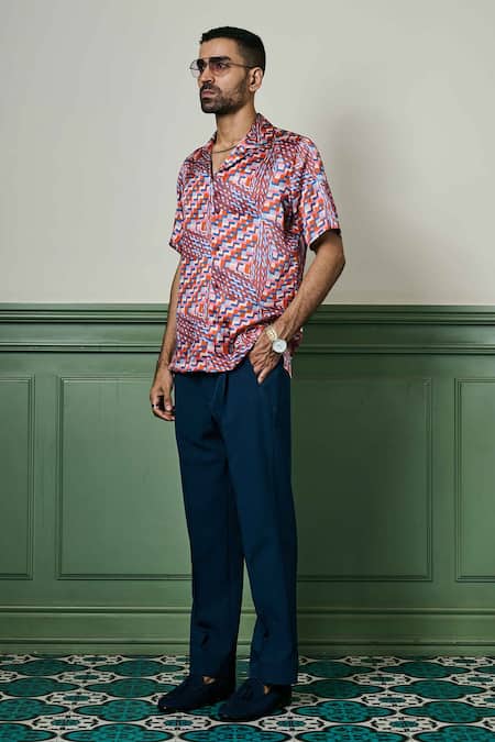 Asuka Pink Silk Mirage Rhapsody Habutai Shirt Online at Aza Fashions Asuka_Pink Silk Mirage Rhapsody Habutai Shirt _Online_at_Aza_Fashions