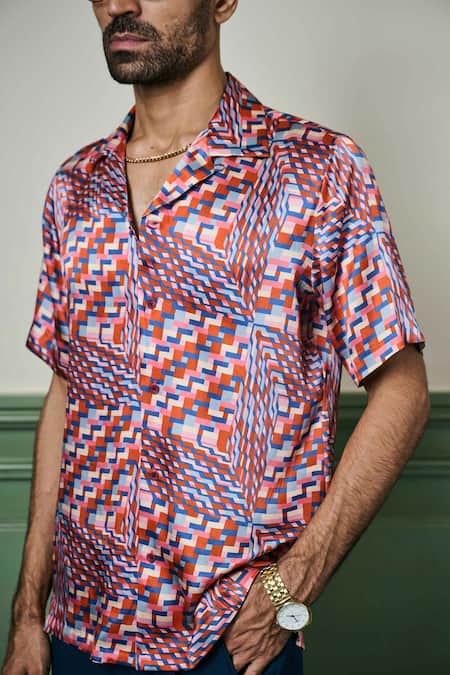 Buy Asuka Pink Silk Mirage Rhapsody Habutai Shirt Online at Aza Fashions Buy_Asuka_Pink Silk Mirage Rhapsody Habutai Shirt _Online_at_Aza_Fashions