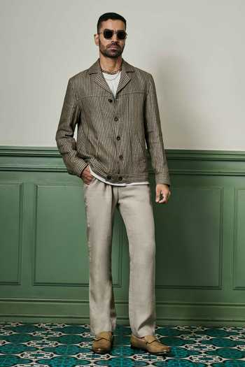 Inserch Linen Houndstooth Jacket Suit JS269-00014 Lt. Blue