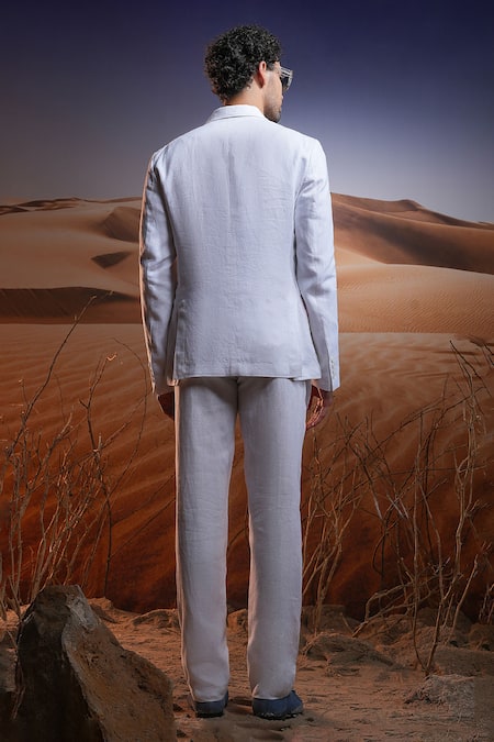 Shop_Asuka_White Linen Pristine Voyager Blazer _at_Aza_Fashions