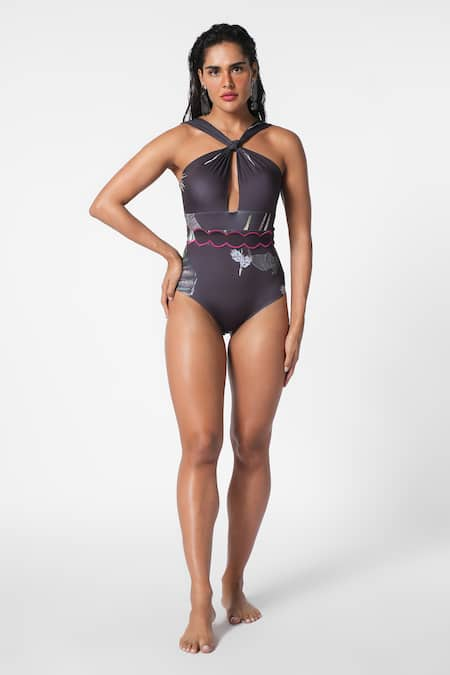 Ekastories Euphoric Draped Criss Cross Swimsuit 