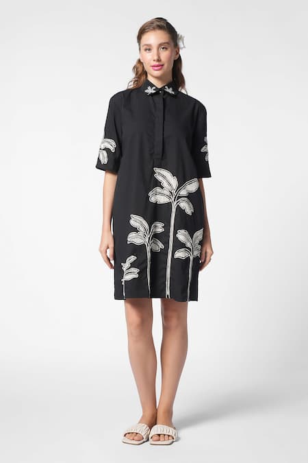 Ekastories Paradise Palm Tree Embroidered Dress 